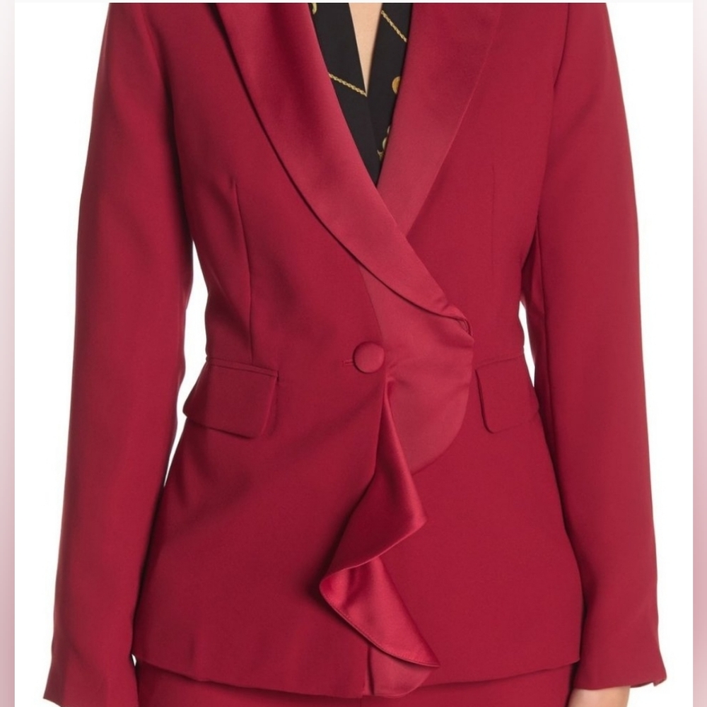 NWT Laundry Red formal Blazer with ruffle size 8